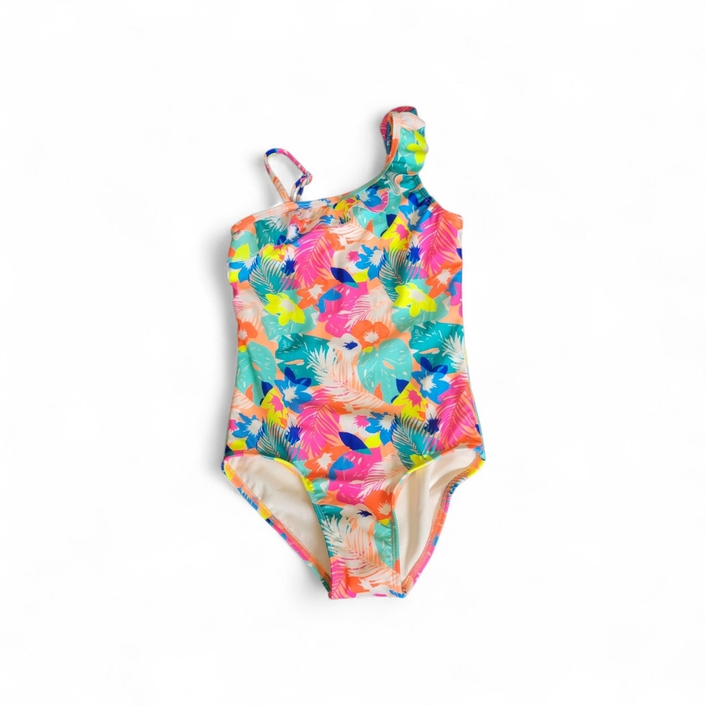 Girls Cat & Jack Multicolor Floral One Shoulder 1PC Bathing Suit - NWT